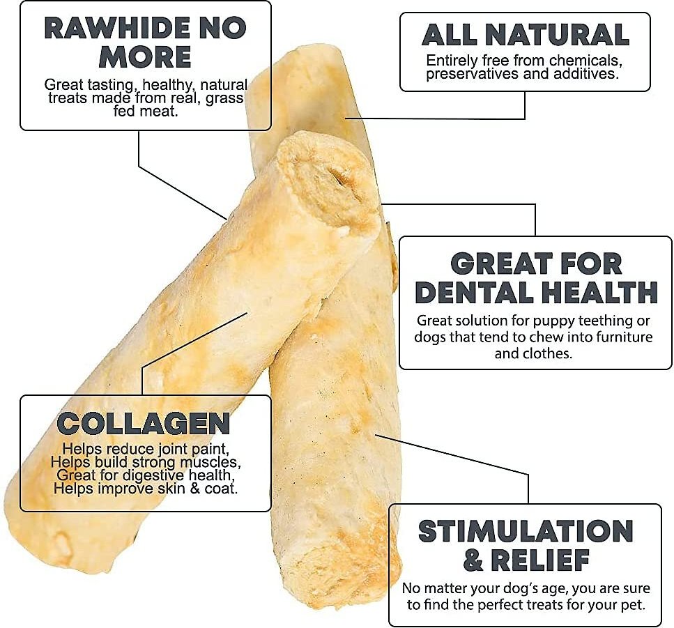 HOTSPOT PETS Rawhide Alternative Peanut Butter Flavored Collagen Rolls Dog Chew Treats， 10-in