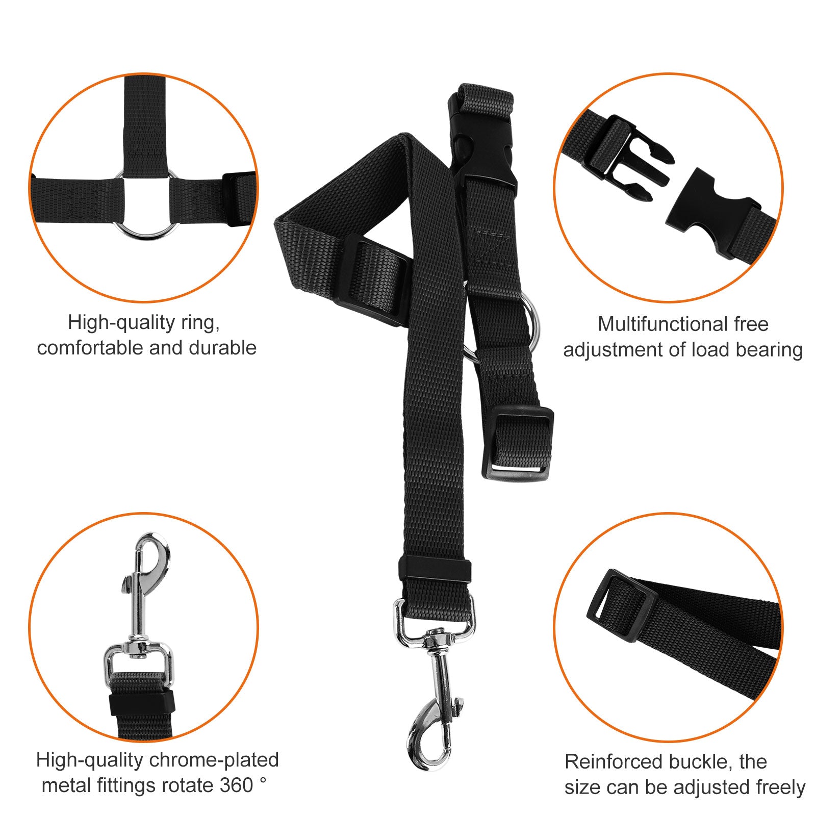 2pcs Adjustable Dog Seat Belt Pet， EEEkit Dog Cat Car Seatbelt Safety Tether Adjustable Harness Belts Pet Leash - Heavy Duty Nylon Seatbelts - Universal Fit Cars Truck SUV