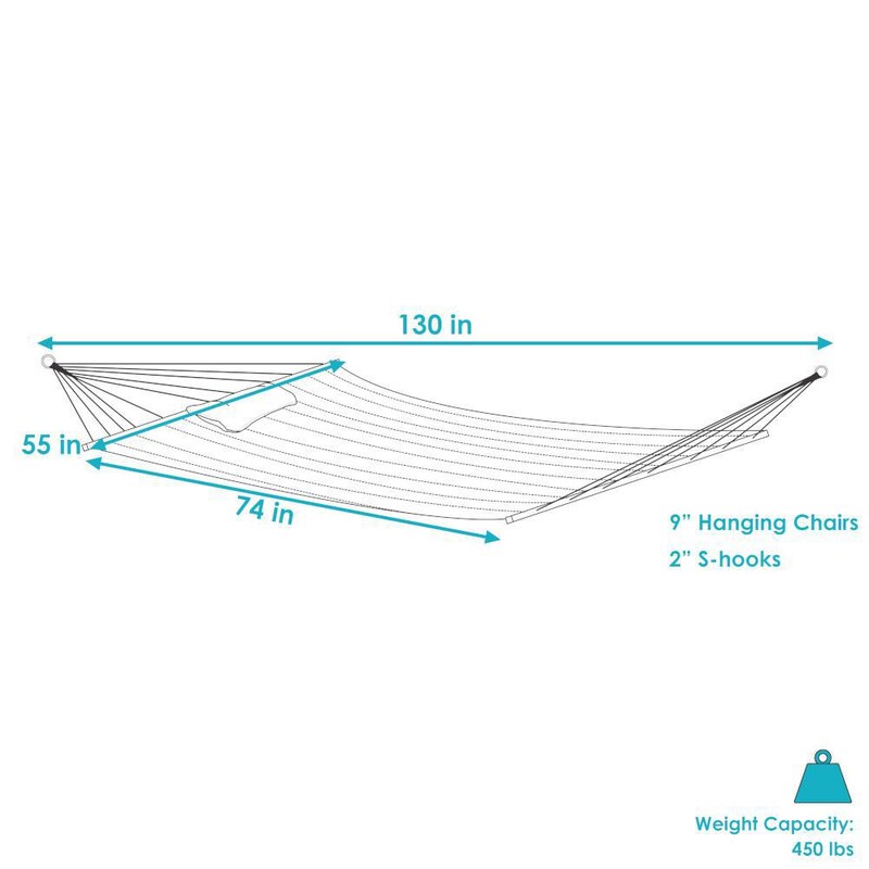 Ultimate Patio Quilted Hammock w/ Spreader Bar and Detachable Pillow