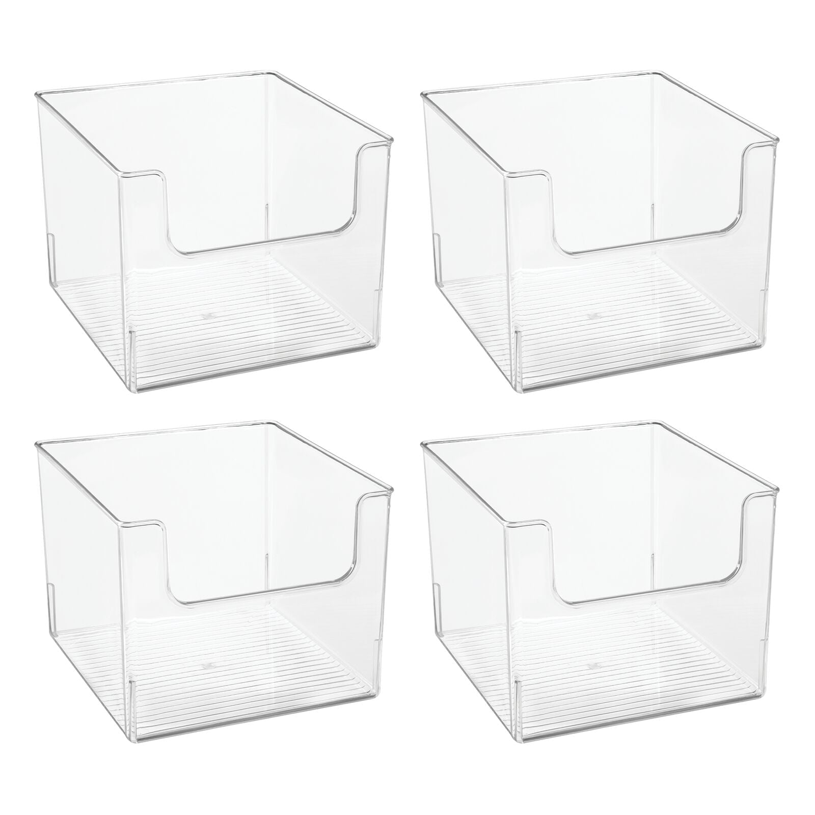 mDesign Plastic Open Front Bathroom Storage Organizer Basket Bin - for Cabinets， Shelves， Countertops， Bedroom， Kitchen， Laundry Room， Closet， Garage - 4 Pack - Clear