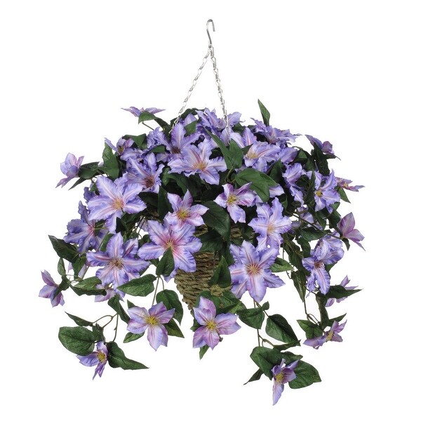 Faux Purple Clematis Hanging Basket