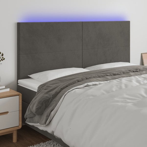 vidaXL LED Headboard Velvet Bedroom Furniture Dark Gray/Light Gray Multi Sizes - - 37421112