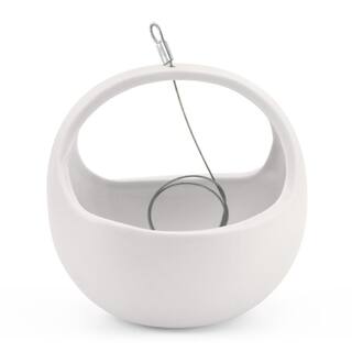 Arcadia Garden Products Basket 4-12 in. x 4-12 in. Matte White Ceramic Hanging Planter AP02W