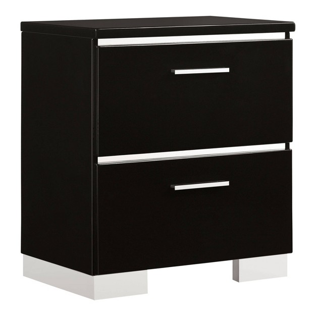 3pc Homesessentials Contemporary Nightstand And Chest California King Bedroom Set Black chrome