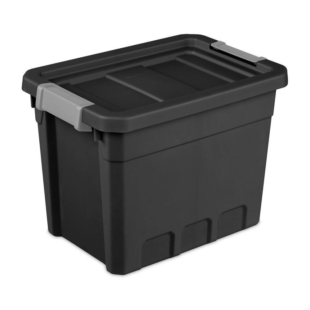 Sterilite 7.5 gal. Rugged Industrial Storage Totes with Latch Lid in Black (24-Pack) 24 x 14839006