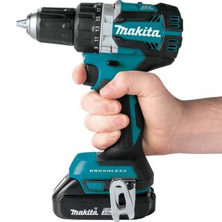 Makita 18V LXT Lithium-Ion Compact Brushless Cordless 12 in. Driver-Drill Kit w (2) Batteries (2.0Ah) Charger Bag XFD12R