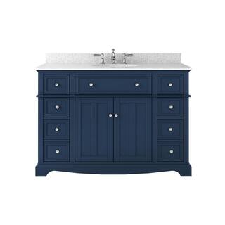 Home Decorators Collection Fremont 49 in. W in 22 in. D x 34 in. H Vanity in Navy Blue with Grey Granite Top and White Sink TJ-FTV4922BLU