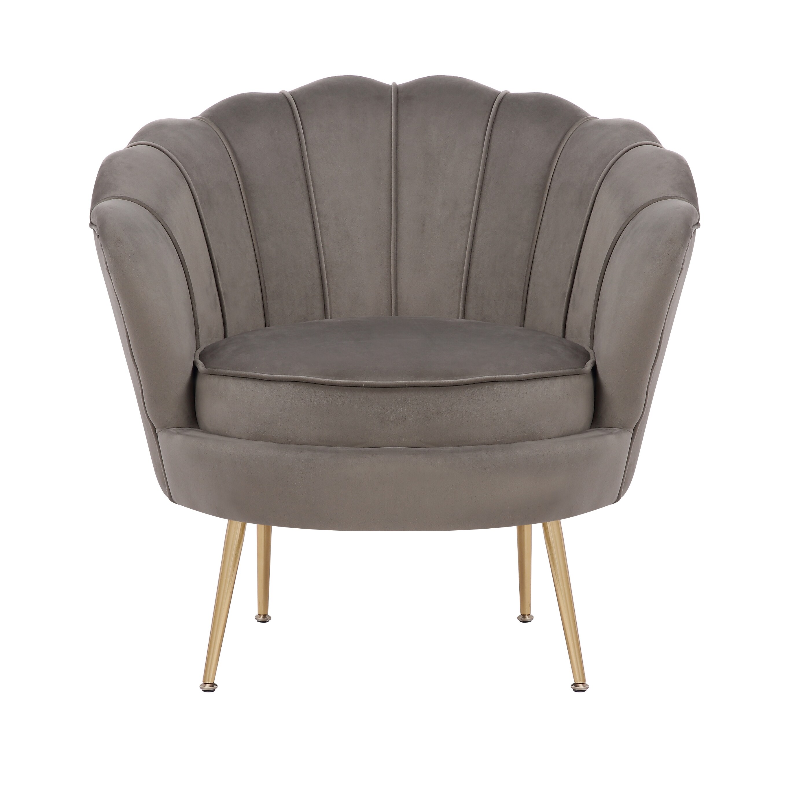 Home Beyond Mid Century Velvet Accent Chair Upholstered Leisure Arm Chair Modern Wide Velvet Tub Chair with Gold Metal Legs，Gray