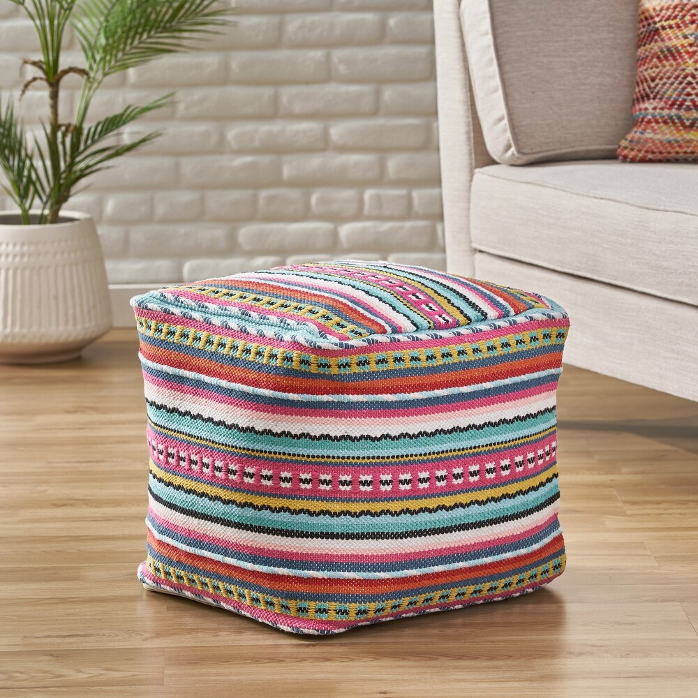 Hamler Boho Handcrafted Peruvian Print Cube Pouf by Christopher Knight Home