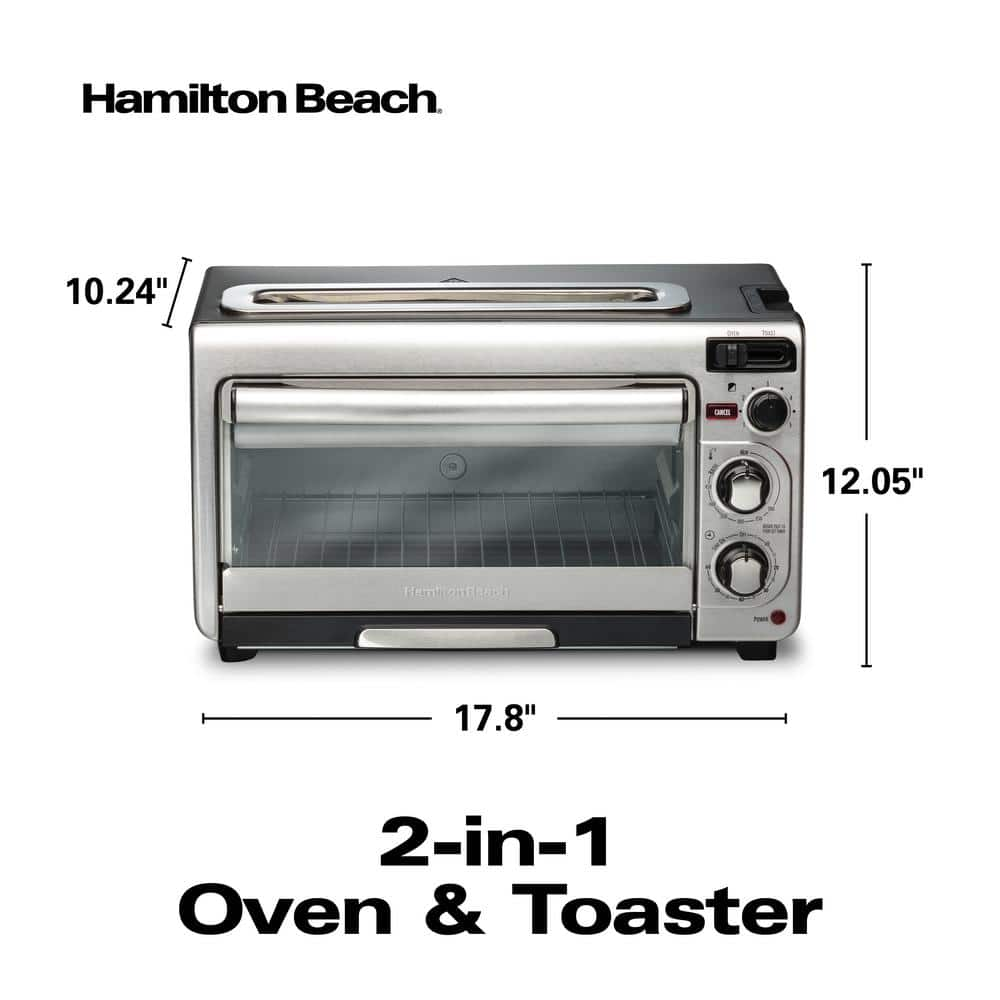 Hamilton Beach 2 in 1 1450 W 4-Slice Silver Toaster Oven with 2-Slice Toaster Slots 31156