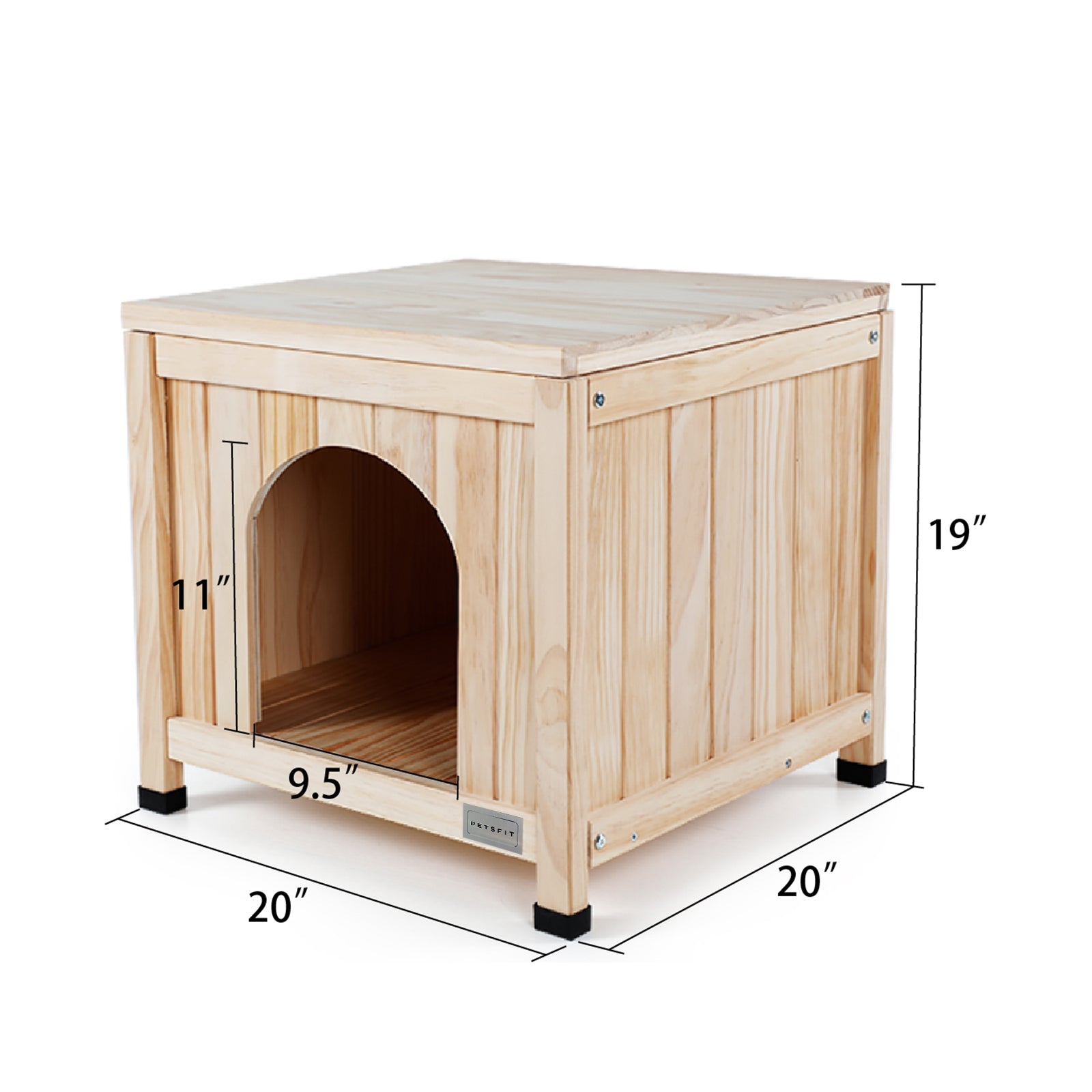 Petsfit Dog House， Indoor Dog House Wood with Elevated and Ventilate Floor for Small Dogs and Cats