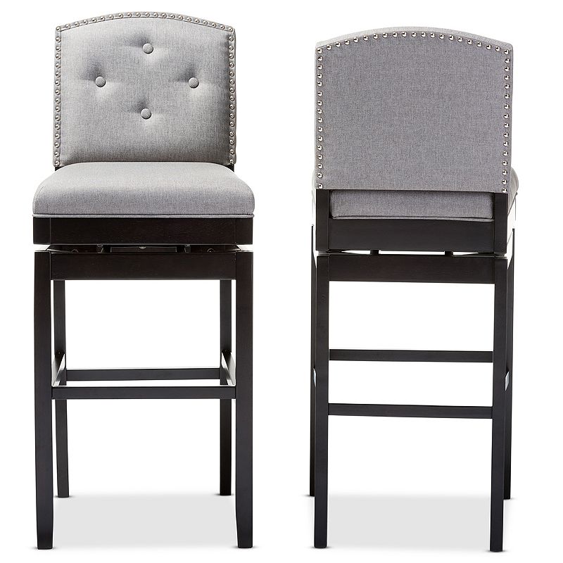 Baxton Studio Ginaro Swivel Bar Stool 2-piece Set