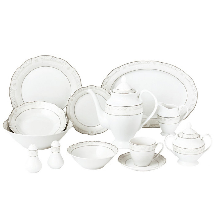 Lorren Home Trends Atara Wavy 57-PC Dinnerware Set Service for 8