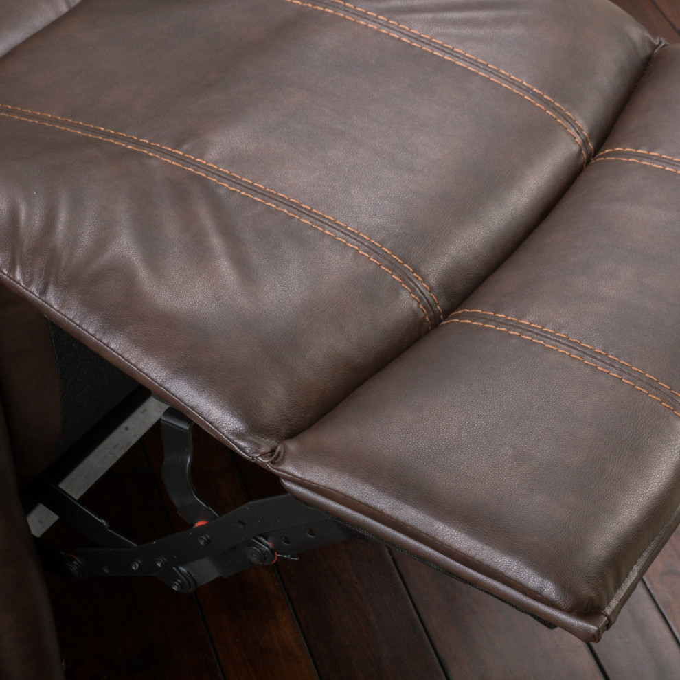 GDF Studio Harbor Dark Brown Leather Glider Recliner Club Chair   Transitional   Recliner Chairs   by GDFStudio  Houzz