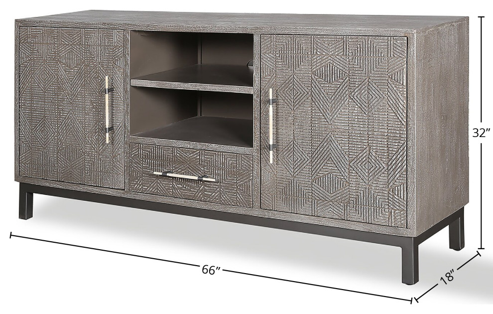 Parker House Crossings Serengeti 66 quotTV Console   Industrial   Entertainment Centers And Tv Stands   by Parker House  Houzz