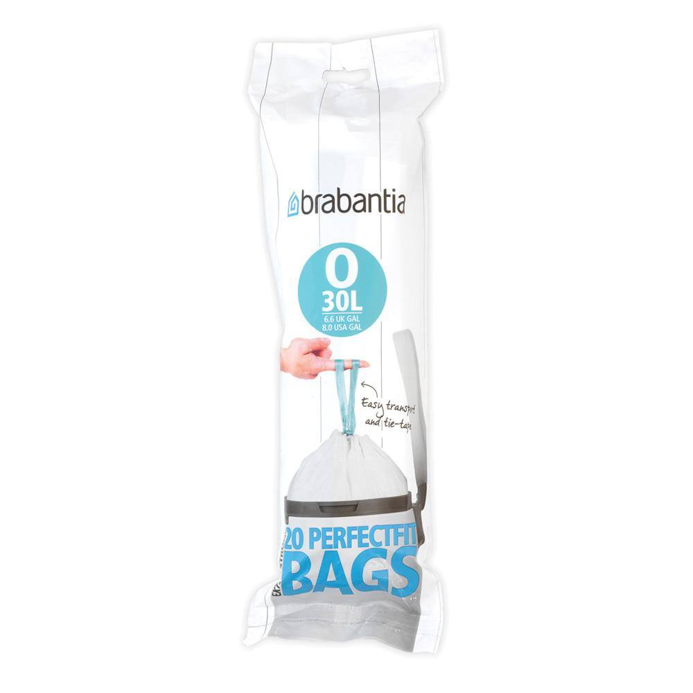 Brabantia 8 Gal. (30 l) Perfectfit Trash Can Liners Code O 240 Liners (12-Packs of 20 Liners) 300349