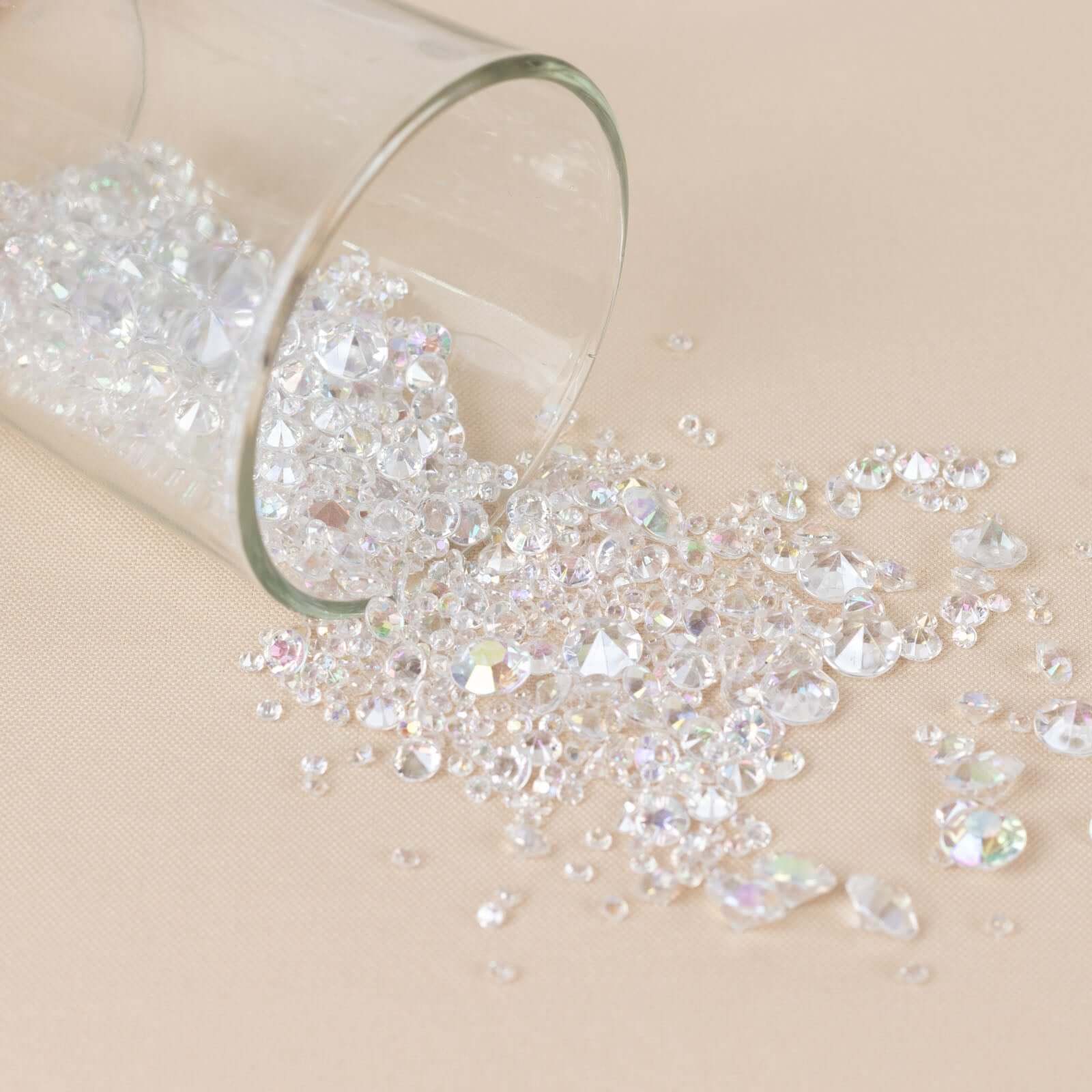 4000 Pcs Iridescent Acrylic Diamond Vase Fillers Table Scatters, DIY Craft Beads Wedding Table Confetti - 3mm, 6mm, 10mm