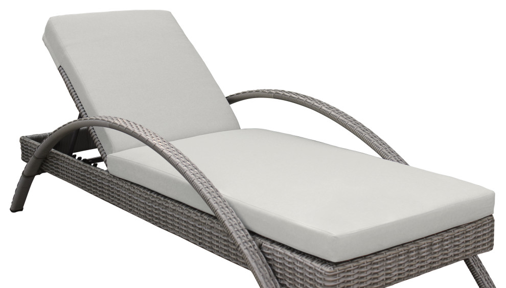 Aloha Adjustable Patio Outdoor Chaise Lounge Chair  Wicker and Cushions   Tropical   Outdoor Chaise Lounges   by Armen Living  Houzz