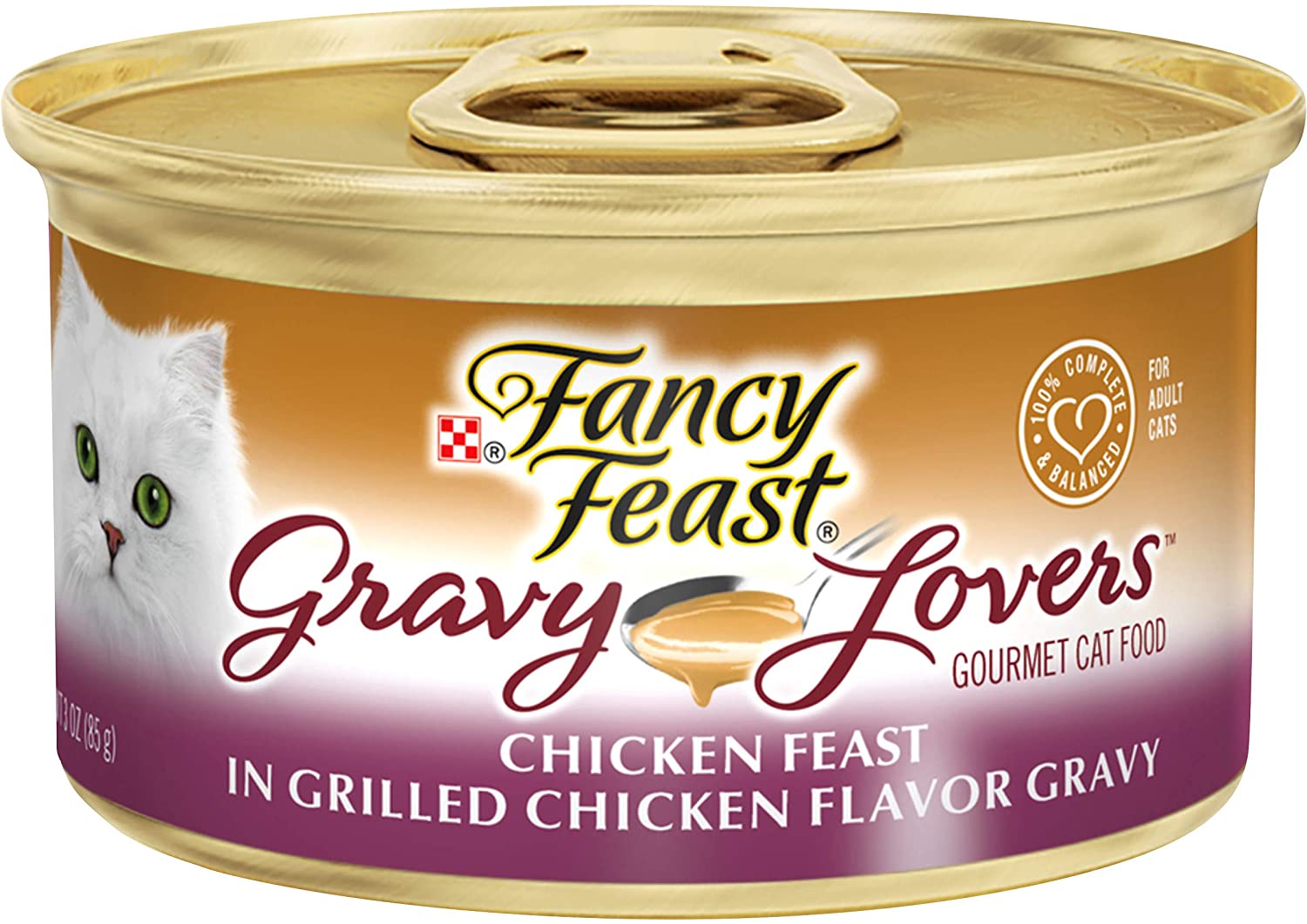 Purina Fancy Feast Gravy Wet Cat Food， Gravy Lovers Chicken Feast in Grilled Chicken Flavor Gravy - (24) 3 oz. Cans