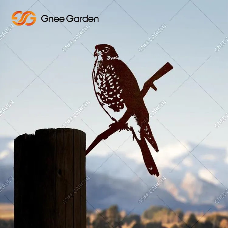 Garden decoration bird metal outdoor art garden decor metal bird corten steel