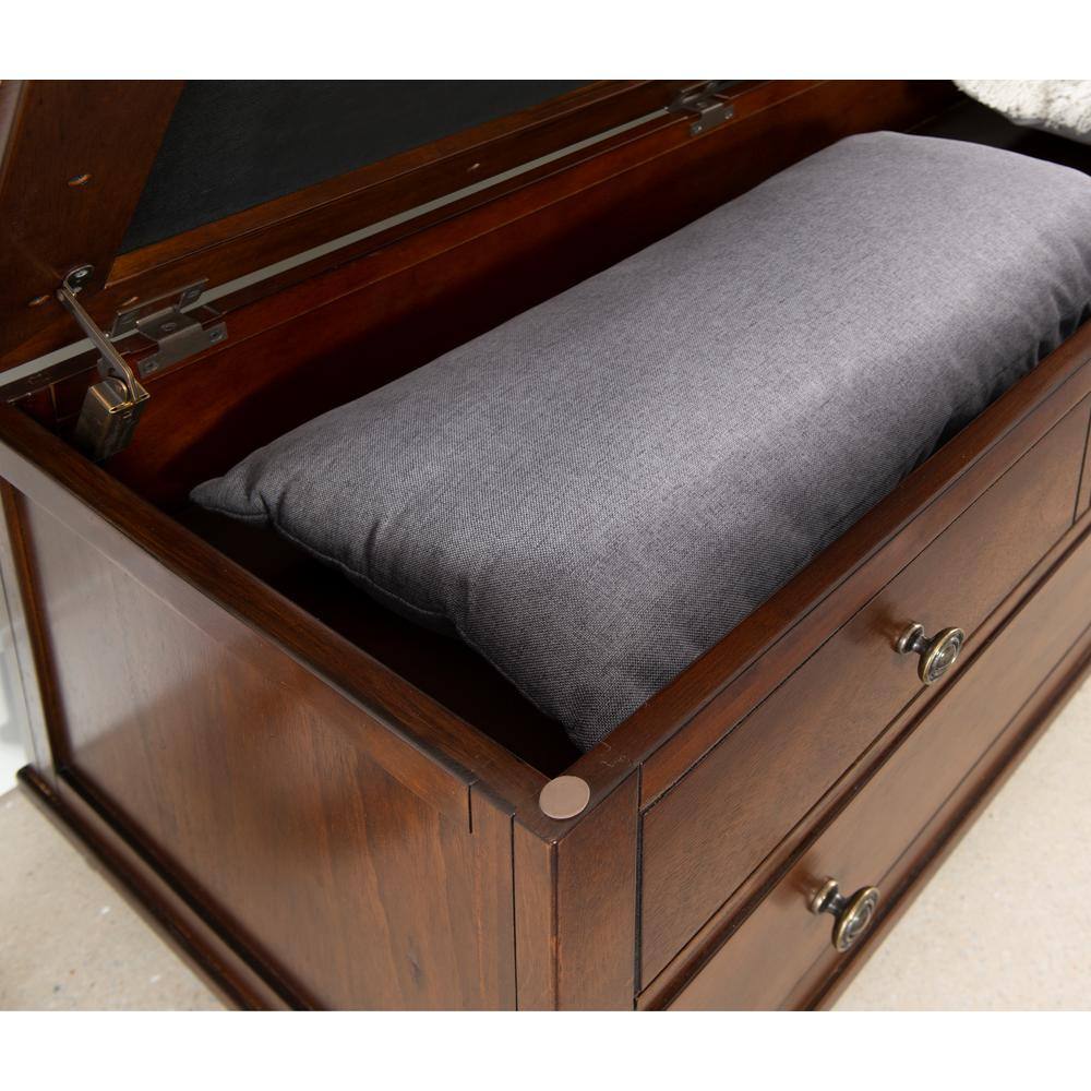 Powell Company Rangeley Brown Upholstered Storage Bench with Two Drawers HD1052S19