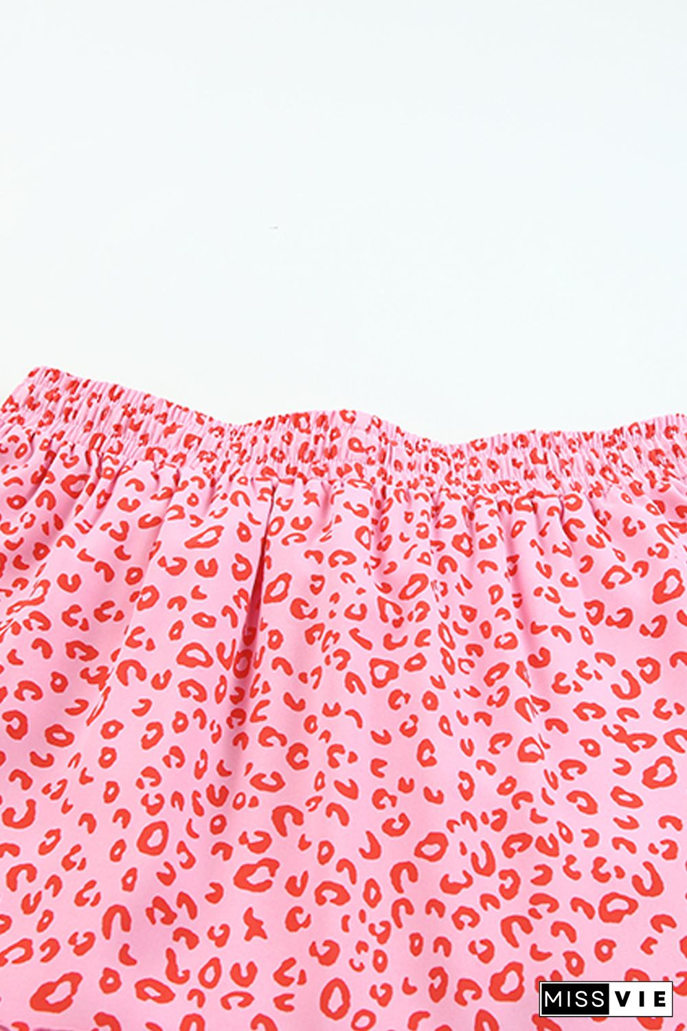 Pink Leopard Print Frilled Drawstring High Waist Maxi Skirt