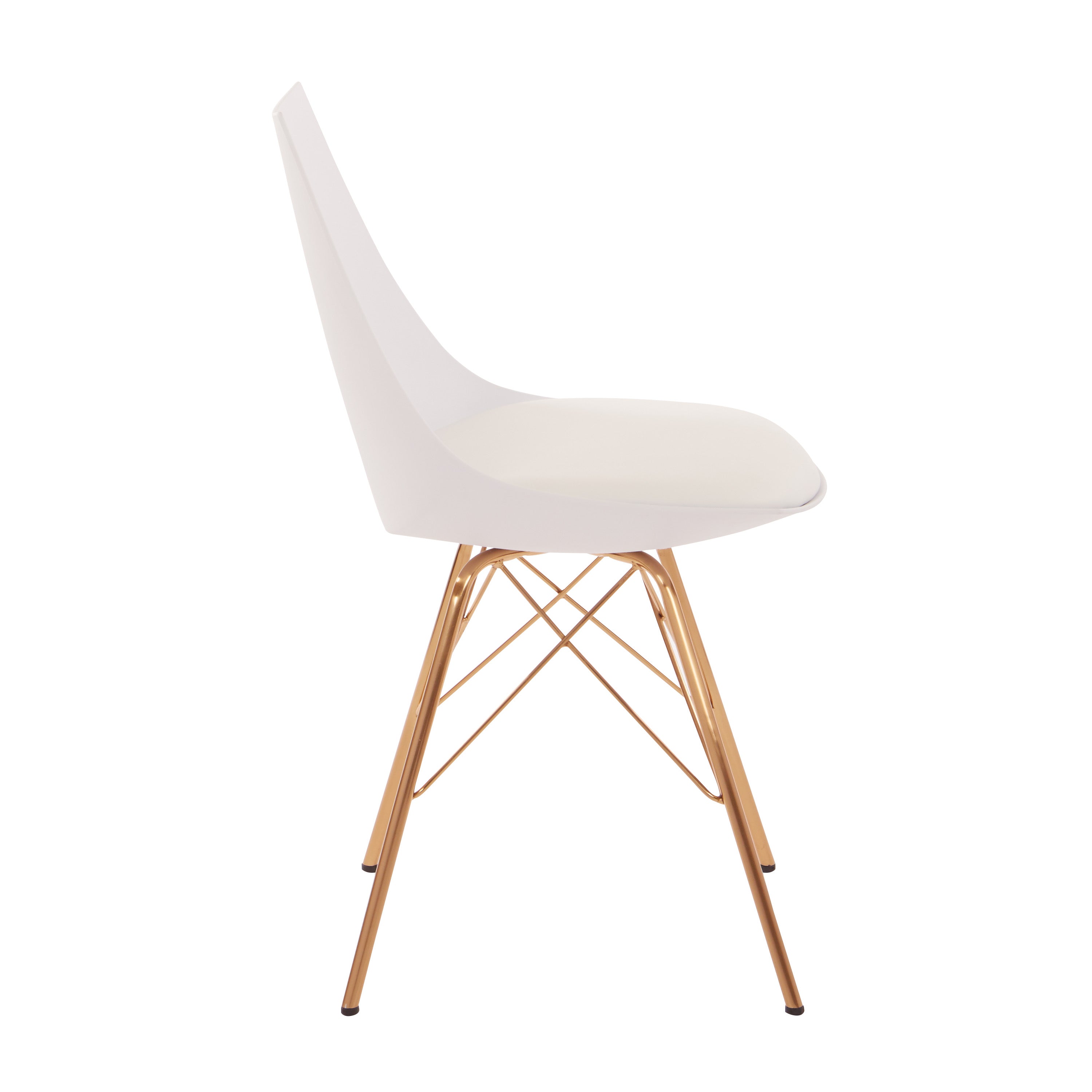 OSP Home Furnishings Oakley Chair in White Faux Leather with Gold Chrome Base