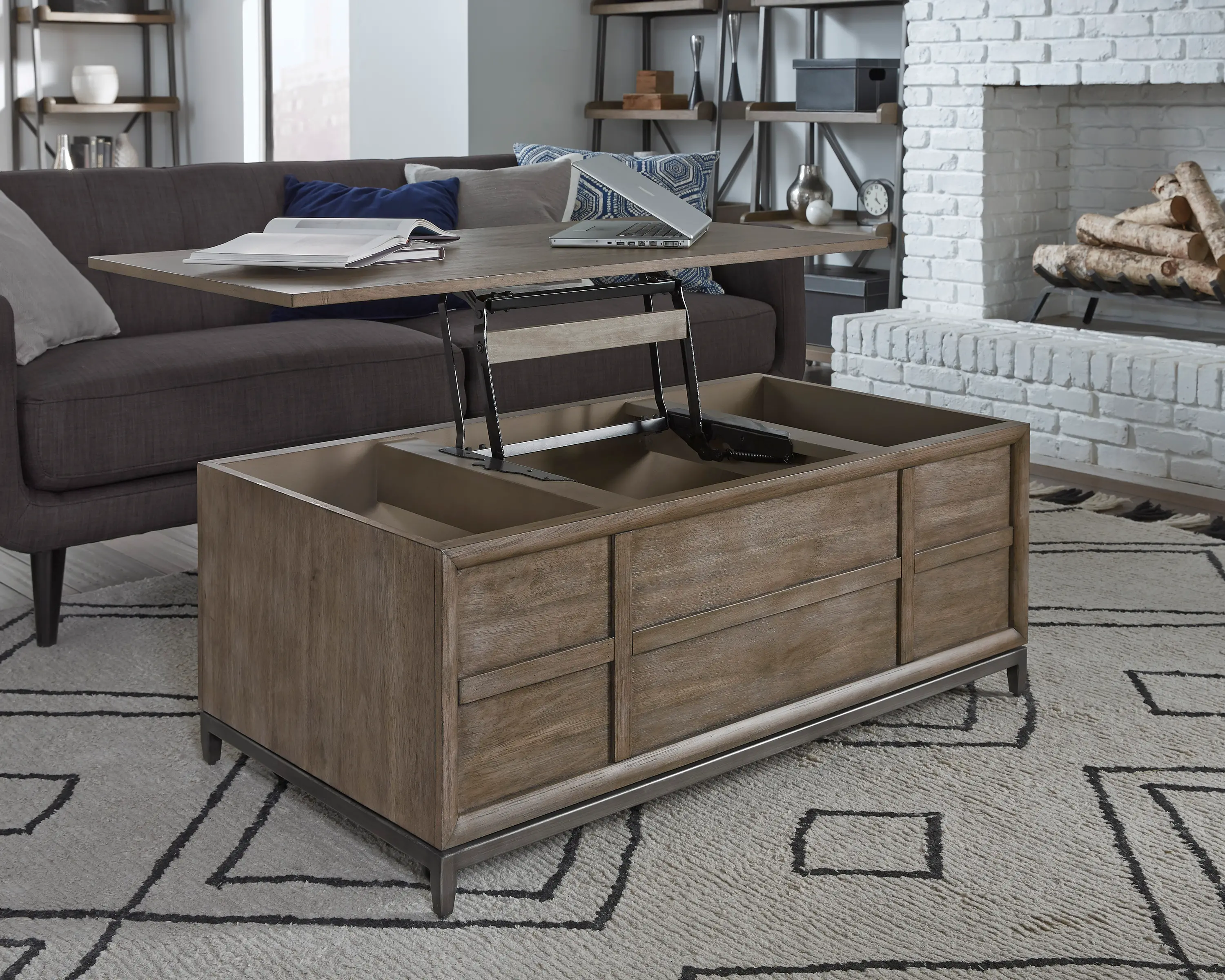 Trellis Desert Brown Lift-top Coffee Table