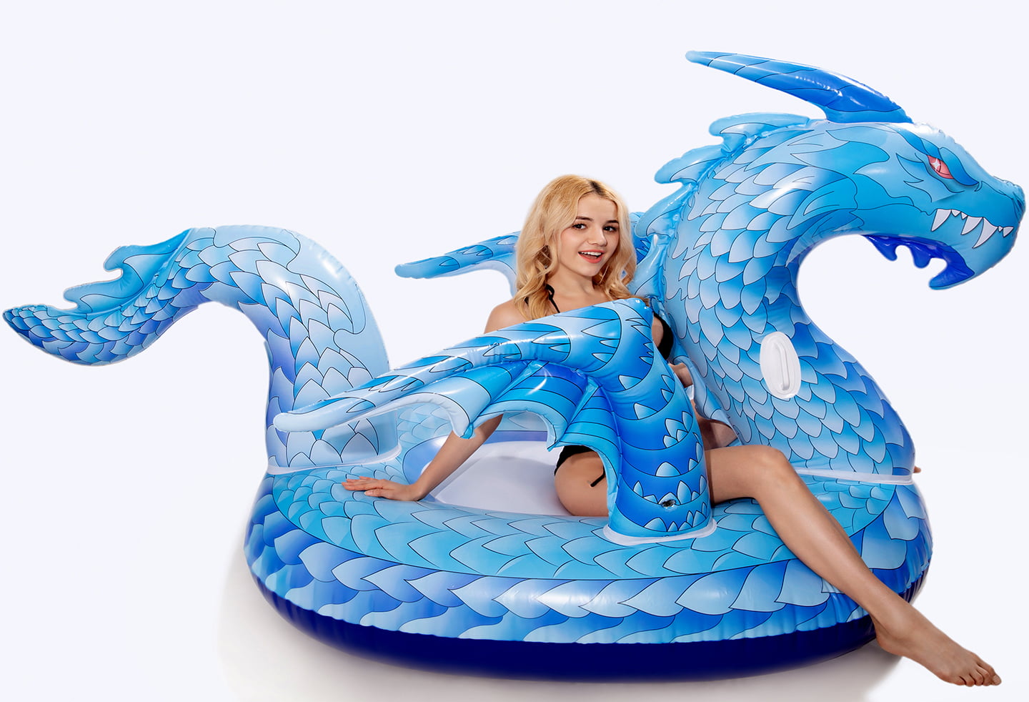 DreambuilderToy Giant Inflatable Dragon Pool Float, Cool Dragon Raft 9 Feet Long with Faster Valve, Pool Float Floatie Ride On Summer Beach Pool Party Lounge for Kids and Adults (Dragon Float)