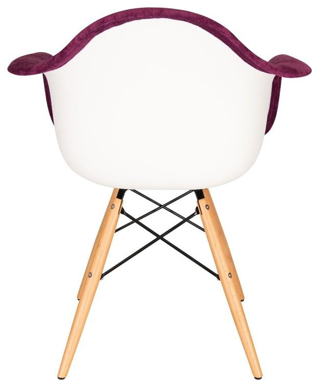 LeisureMod Willow Velvet Armchair Eiffel Wooden Base In Purple   Midcentury   Dining Chairs   by Homesquare  Houzz