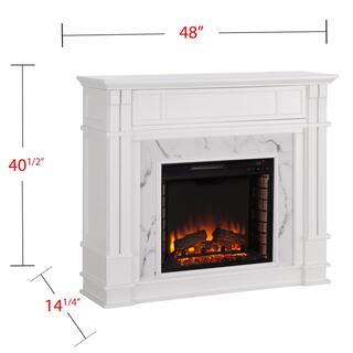 Southern Enterprises Rochester 48 in. W Faux Cararra Electric Media Fireplace in White HD605975