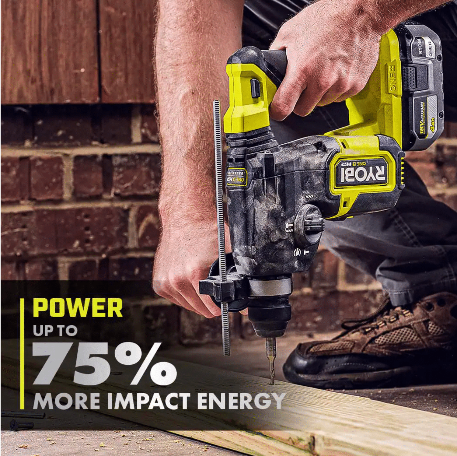 Ryobi ONE+ HP 18V Brushless Cordless 1 in. SDS-Plus Rotary Hammer Drill (Tool Only)， P223