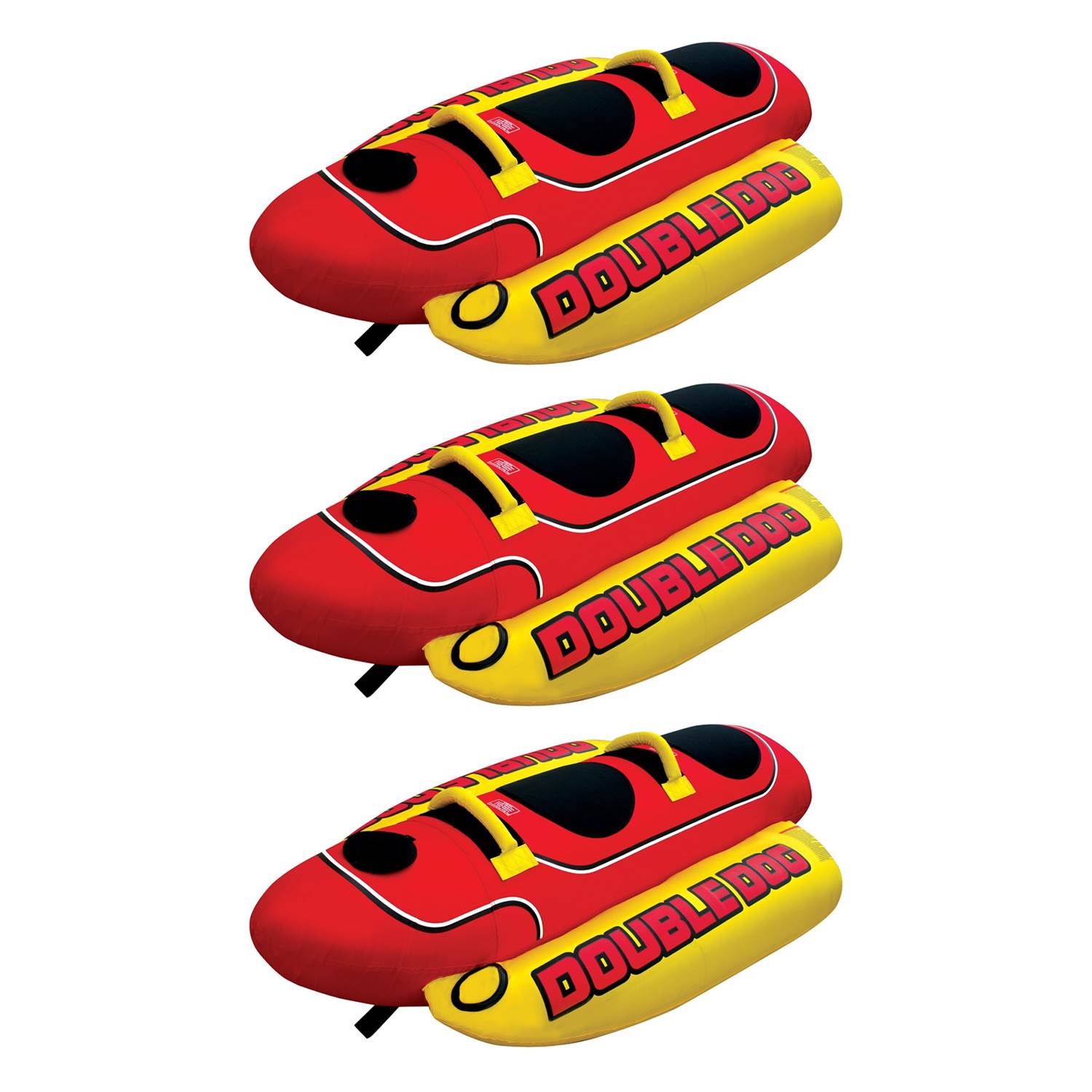 AIRHEAD HD-2 Hot Dog Double Towable Inflatable Lake Tube 1-2 Person (3 Pack)