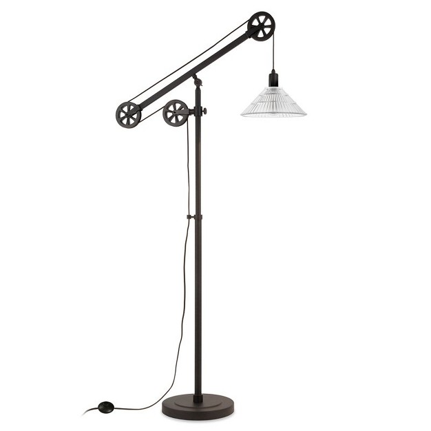 Metal And Glass Pulley Floor Lamp In Black Henn amp hart