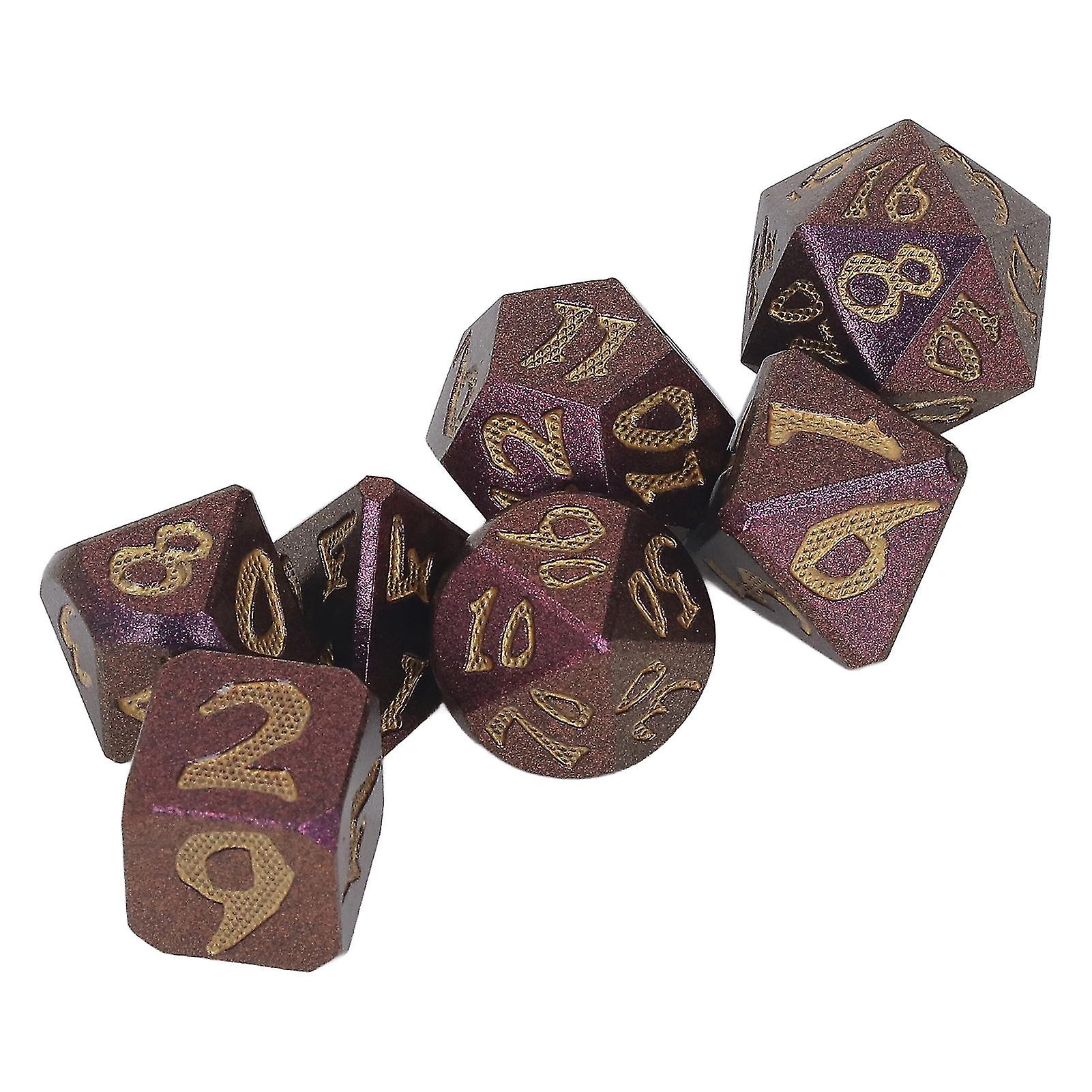 7pcs Polyhedral Dice Set Metal Exquisite Funny Role Playing Game Dice Props for Holidau Party