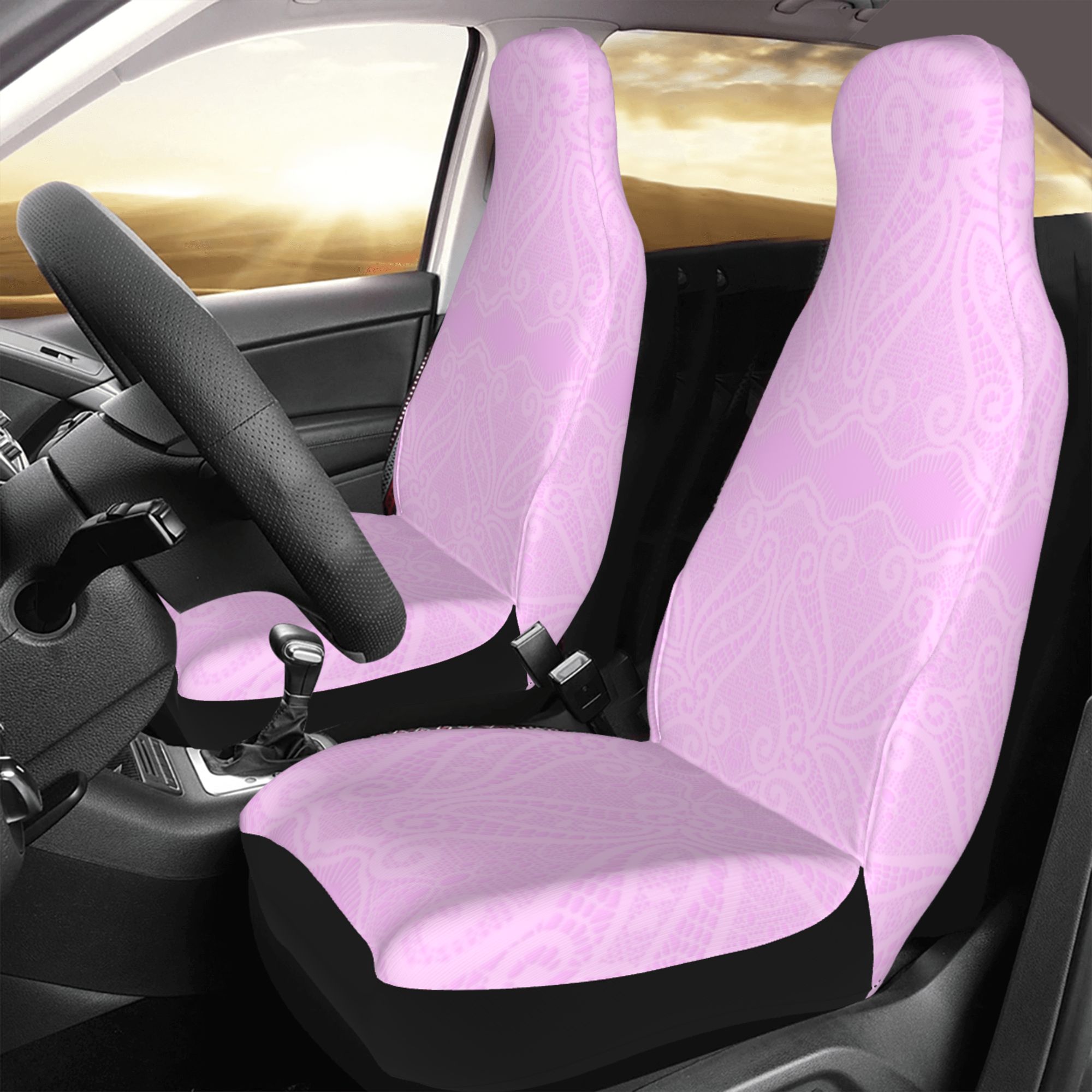 ZICANCN Car Seat Covers Front Seats Only，Pink Vintage Design Automotive Seat Covers Protectors for Cars Trucks Suv 2 Pack