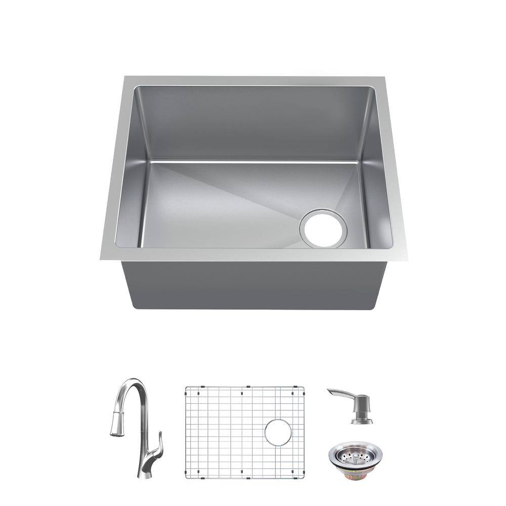 Glacier Bay All-in-One Undermount Stainless Steel 23 in. Kitchen Sink VUR2318PA1