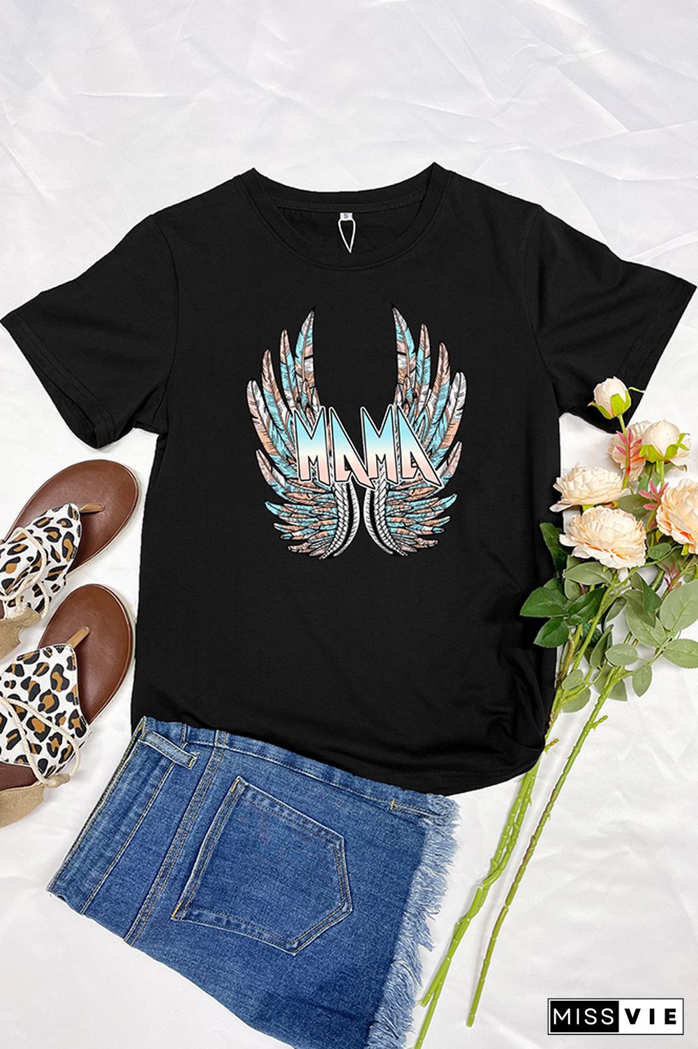 MAMA with Wings Short Sleeve Graphic Tee Wholesale