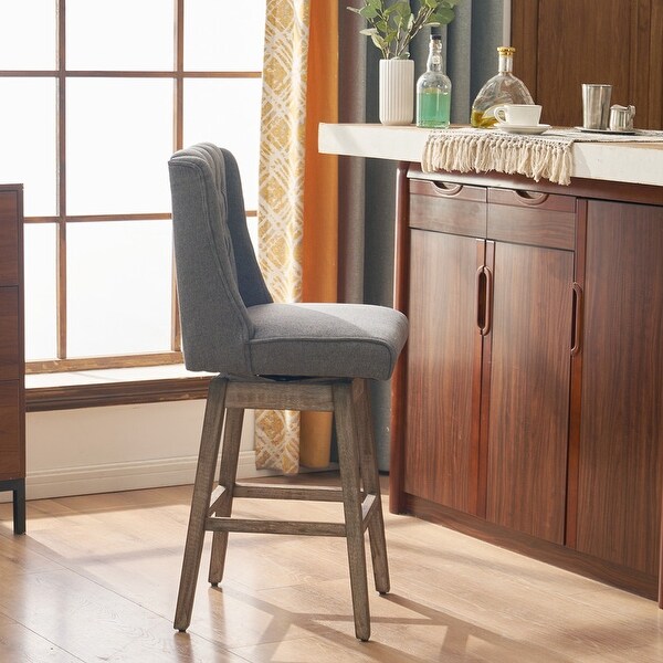 Solid Wood Legs Backrest Pull Point Trapezoidal Bar Stool - N/A