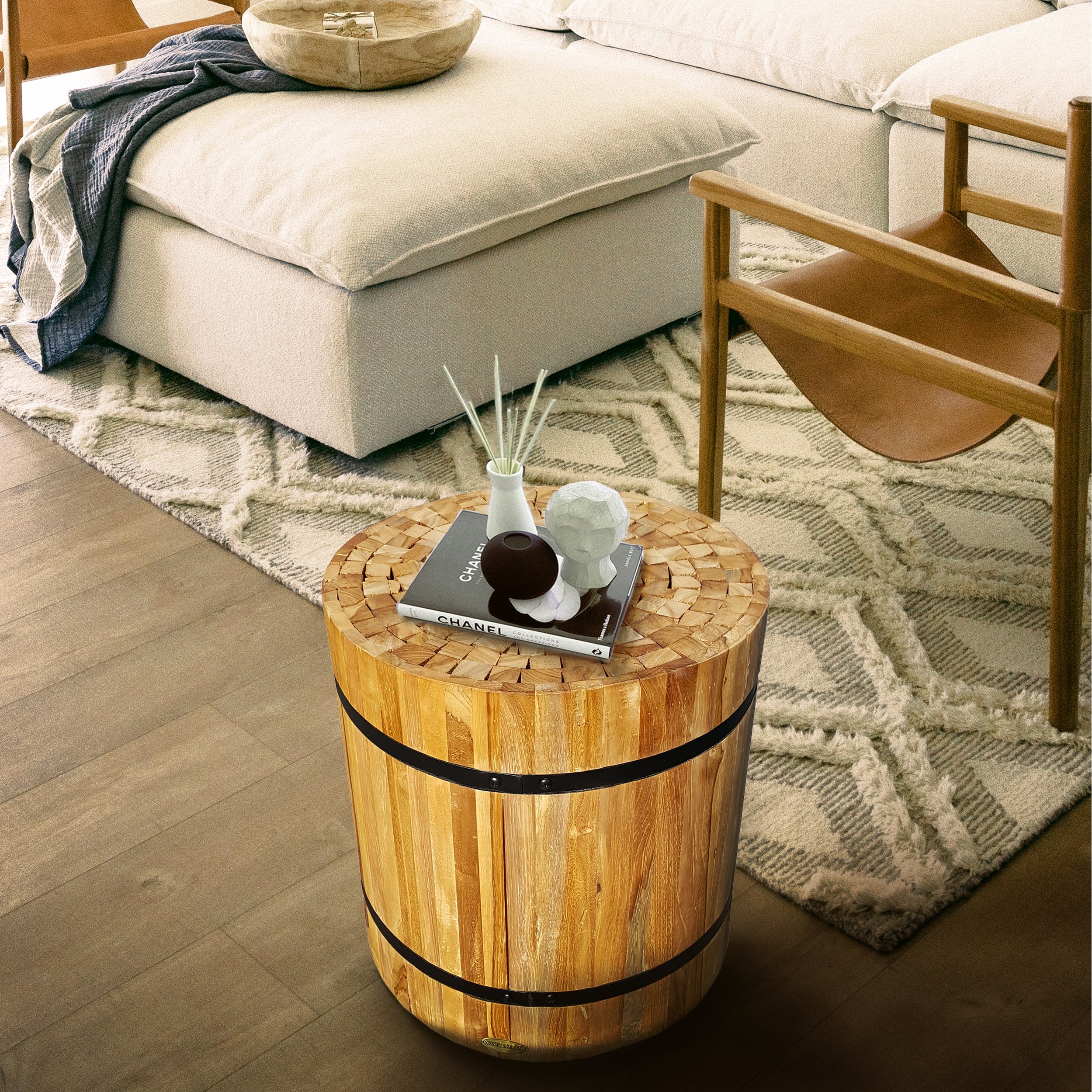 Chic Teak Rustic Teak Wood Hanover Stool/Side Table