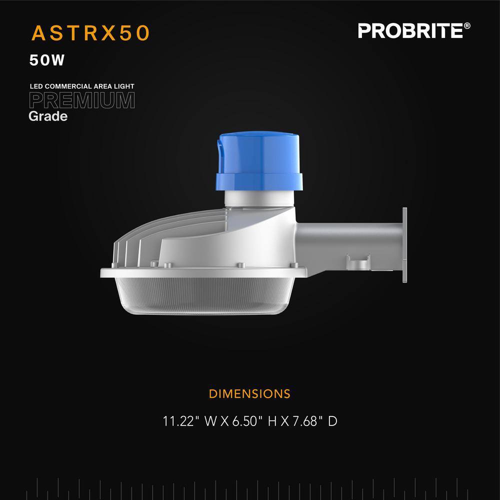 PROBRITE 175W Equivalent Integrated LED High-Performance Gray Dusk to Dawn Outdoor Area Light 6000 Lumens ASTRX50-PC-4K-GR