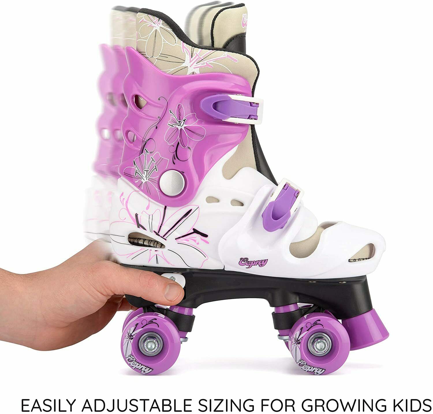 Osprey Kids Beginner Roller Skates Girls Adjustable Sizing Quad Skates -Purple