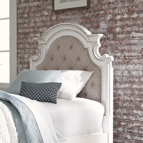 Magnolia Manor Antique White Weathered Bark Full Uph Panel Headboard - - 25723537