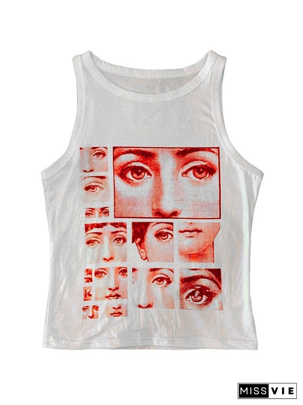 Staring Eye Graphic Crop Tank Top