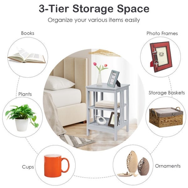 3-Tier Side Table with Baffles and Round Corners