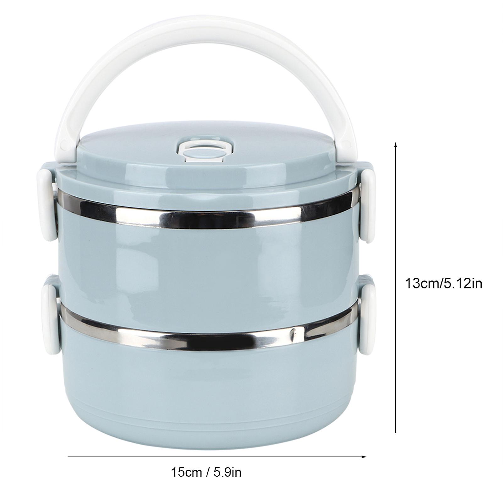 Portable Stainless Steel Blue Thermal Insulated Rice Noddles Lunch Box Food Containerdouble Layer