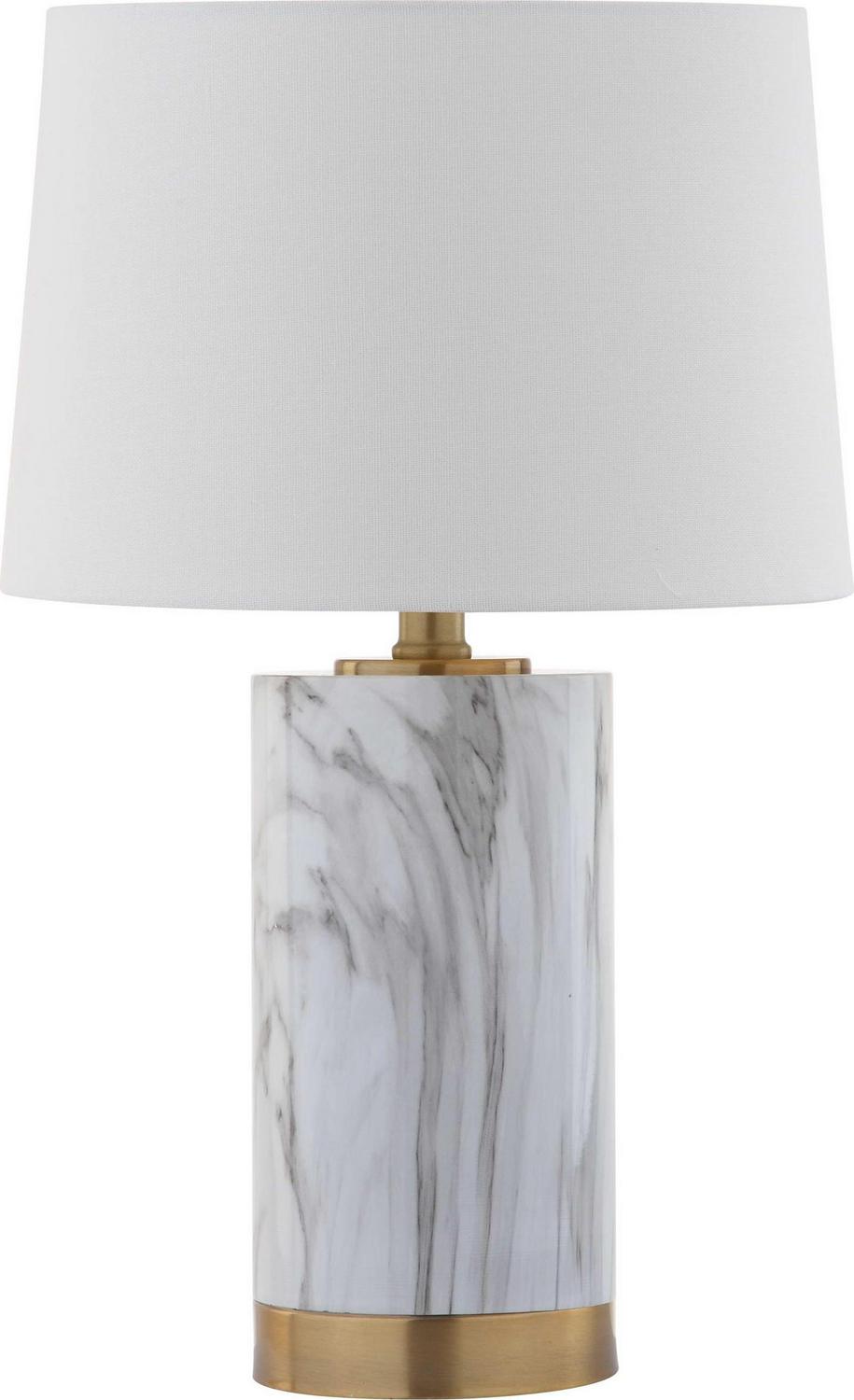 Safavieh Clarabel Marble 18.25 in. H Table Lamp， White/Black