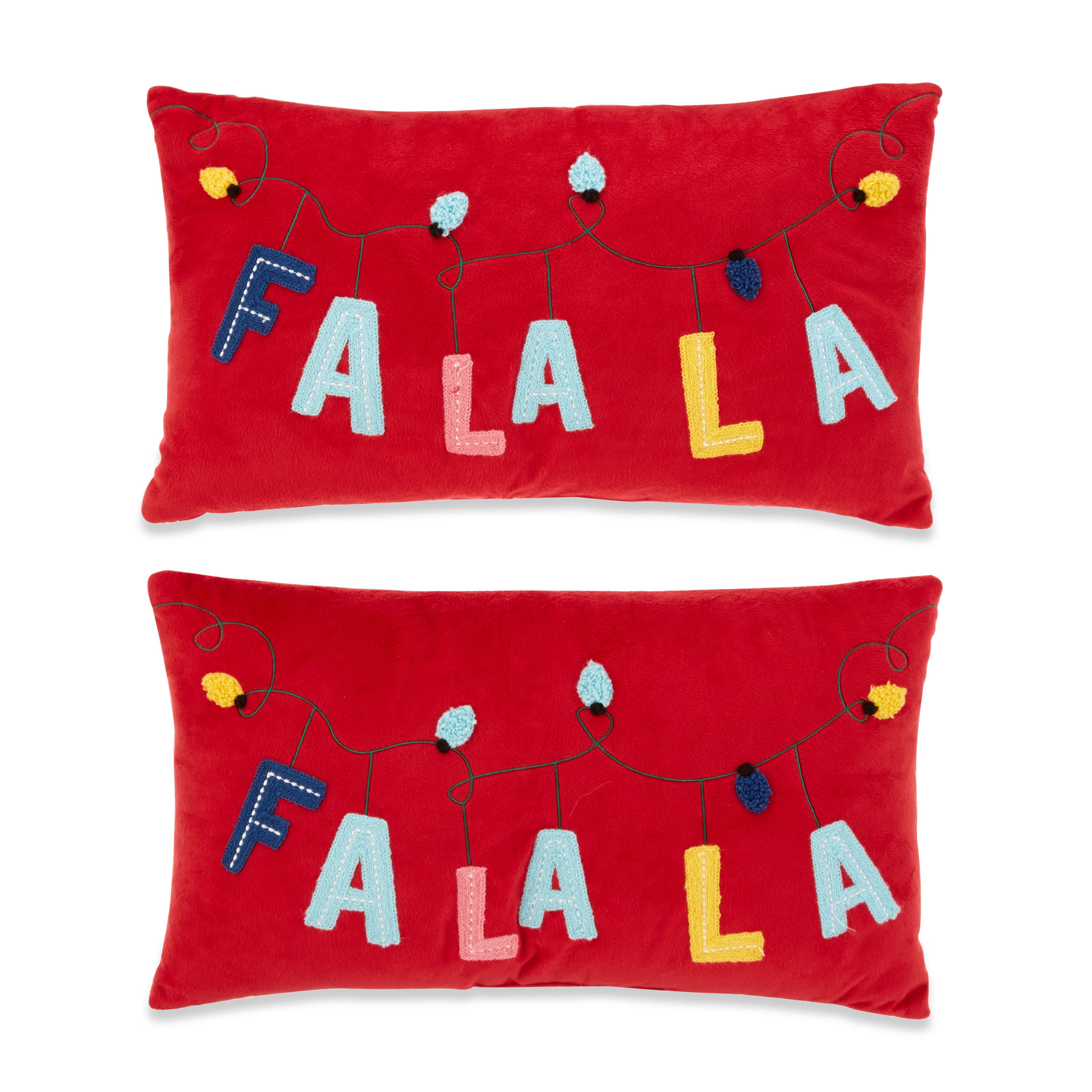 Holiday Time Falala Lumbar Christmas Decorative Pillows, 9x16inch, 2 Count Per Pack