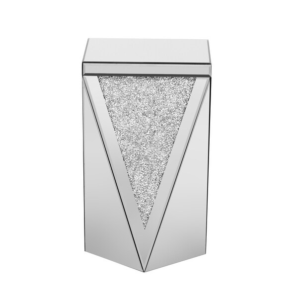 13.8'' Mirrored End Table，Modern Side Table with Crushed Diamond