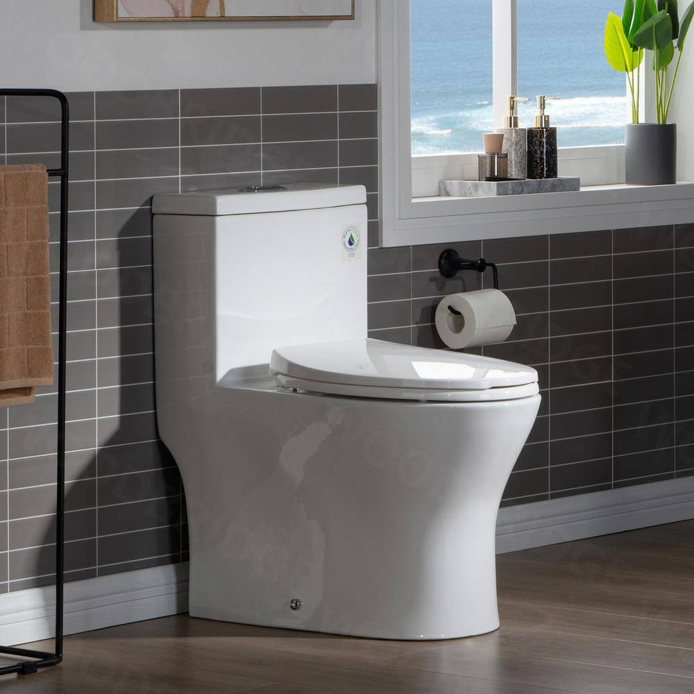 WOODBRIDGE Avanti 1-Piece 1.01.6 GPF High Efficiency Dual Flush Elongated All-in-One Toilet with Soft Closed Seat in White HT3001